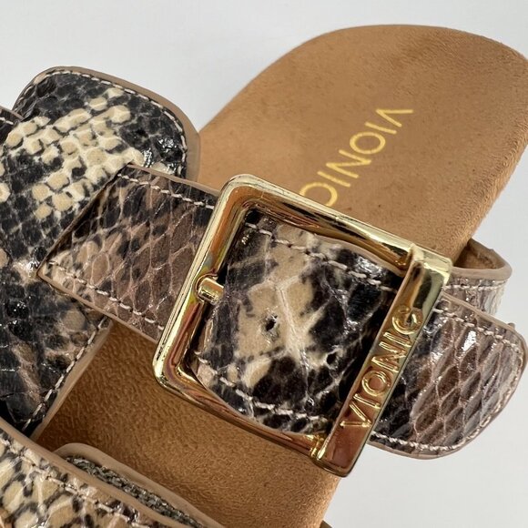 Vionic Radia Triple Strap‎ Wedge Slide Sandals Snakeskin Snake Size 9 - Picture 7 of 11